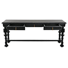 Noir Portuguese Console, Hand Rubbed Black-Noir Furniture-Blue Hand Home