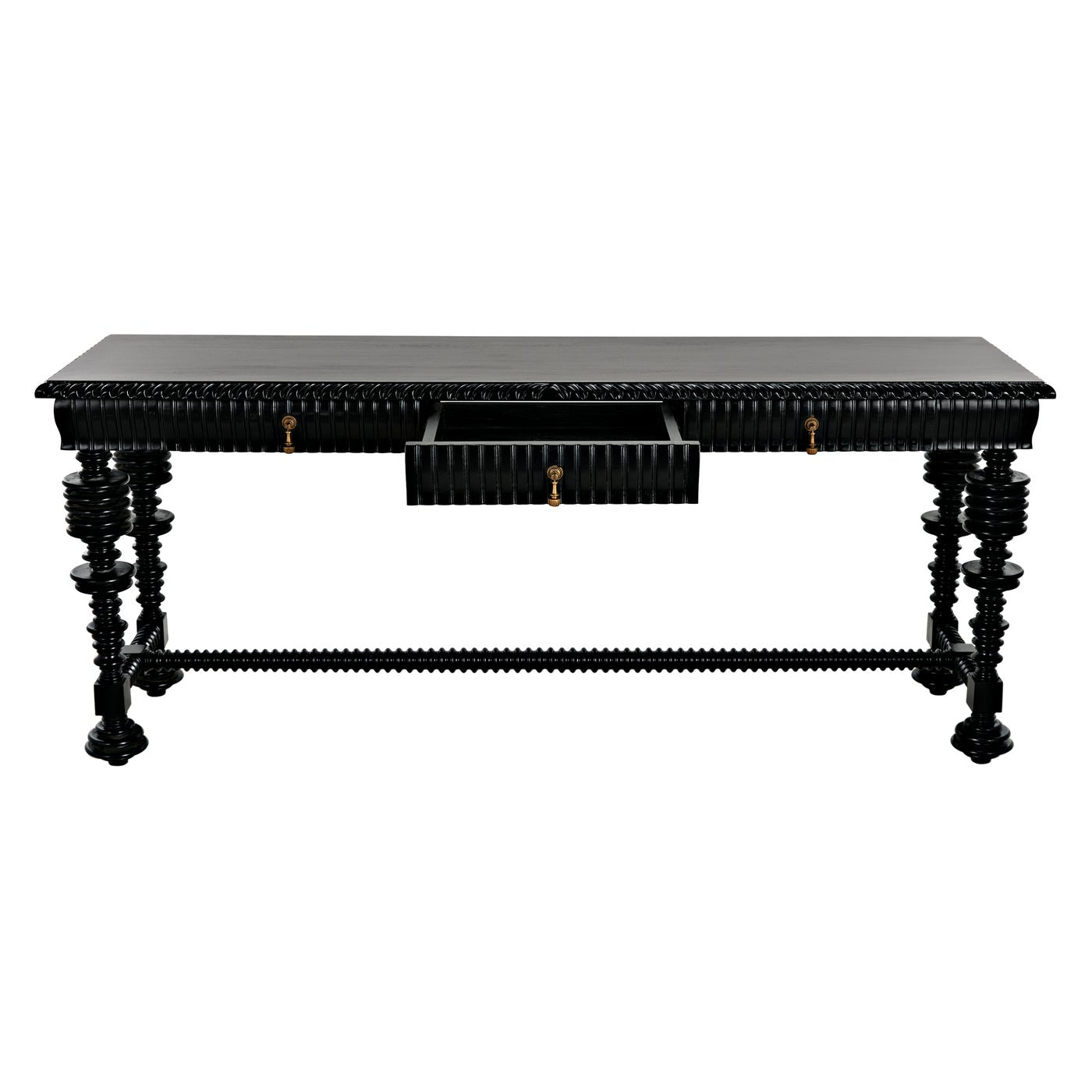 Noir Portuguese Console, Hand Rubbed Black-Noir Furniture-Blue Hand Home