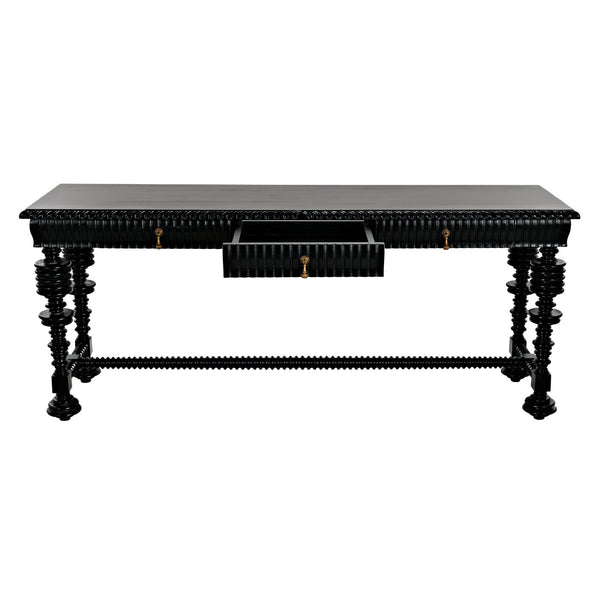Noir Portuguese Console, Hand Rubbed Black-Noir Furniture-Blue Hand Home
