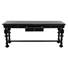 Noir Portuguese Console, Hand Rubbed Black-Noir Furniture-Blue Hand Home