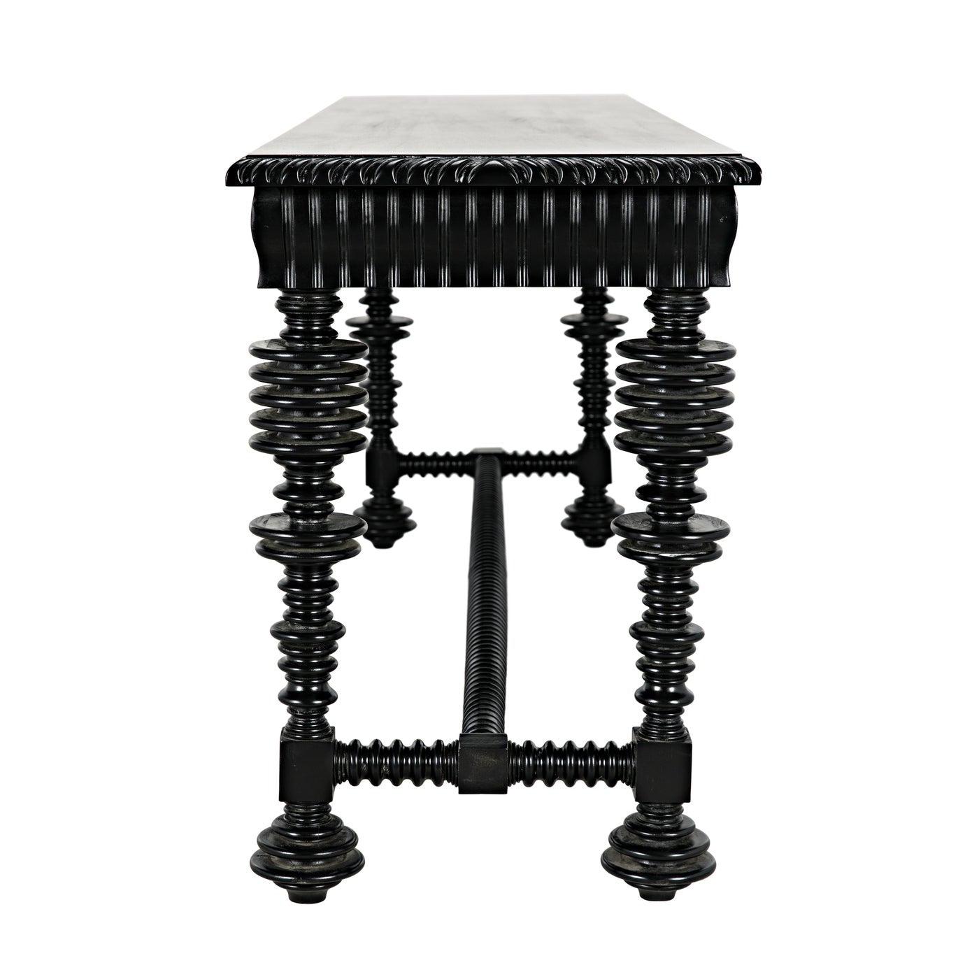 Noir Portuguese Console, Hand Rubbed Black-Noir Furniture-Blue Hand Home