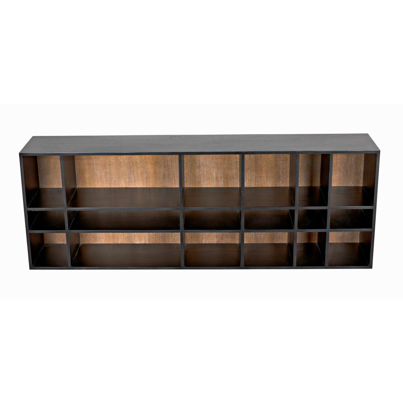 Noir Messer Shelf, Hand Rubbed Black and Gray Wash-Noir Furniture-Blue Hand Home