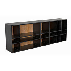 Noir Messer Shelf, Hand Rubbed Black and Gray Wash-Noir Furniture-Blue Hand Home