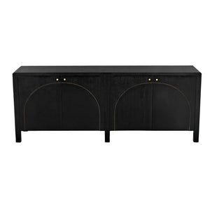 Noir Weston Sideboard, Hand Rubbed Black with Light Brown Trim-Noir Furniture-Blue Hand Home