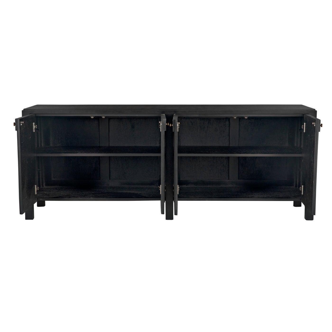 Noir Weston Sideboard, Hand Rubbed Black with Light Brown Trim-Noir Furniture-Blue Hand Home