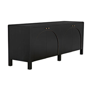 Noir Weston Sideboard, Hand Rubbed Black with Light Brown Trim-Noir Furniture-Blue Hand Home