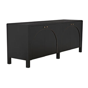 Noir Weston Sideboard, Hand Rubbed Black with Light Brown Trim-Noir Furniture-Blue Hand Home