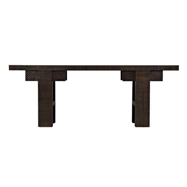 Nabu Console, Hand Rubbed Black with Light Brown Trim-Noir Furniture-Blue Hand Home