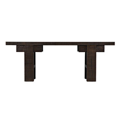 Nabu Console, Hand Rubbed Black with Light Brown Trim