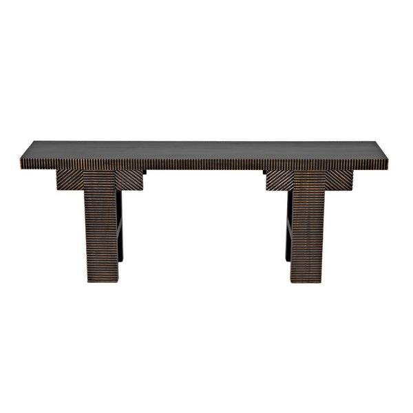 Nabu Console, Hand Rubbed Black with Light Brown Trim-Noir Furniture-Blue Hand Home