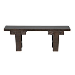 Nabu Console, Hand Rubbed Black with Light Brown Trim