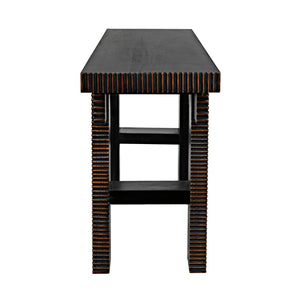 Nabu Console, Hand Rubbed Black with Light Brown Trim-Noir Furniture-Blue Hand Home