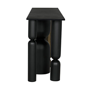 Figaro Console, Black Metal and Aged Brass Finish-Noir Furniture-Blue Hand Home