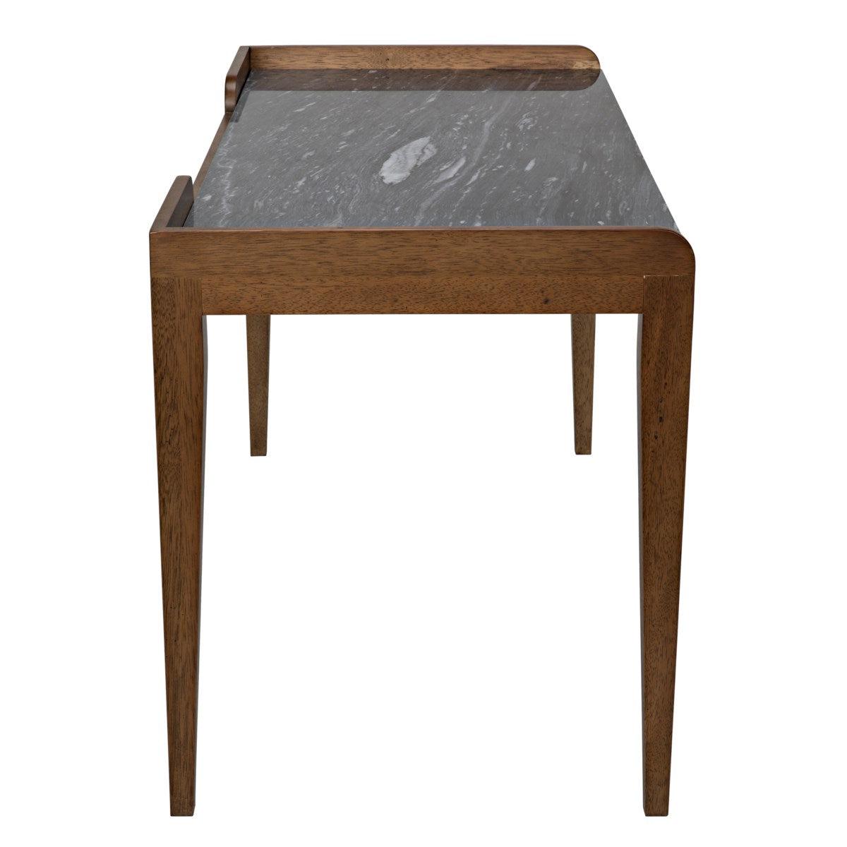 Noir Furniture Wod Ward Desk, Dark Walnut with Stone Top-Noir Furniture-Blue Hand Home
