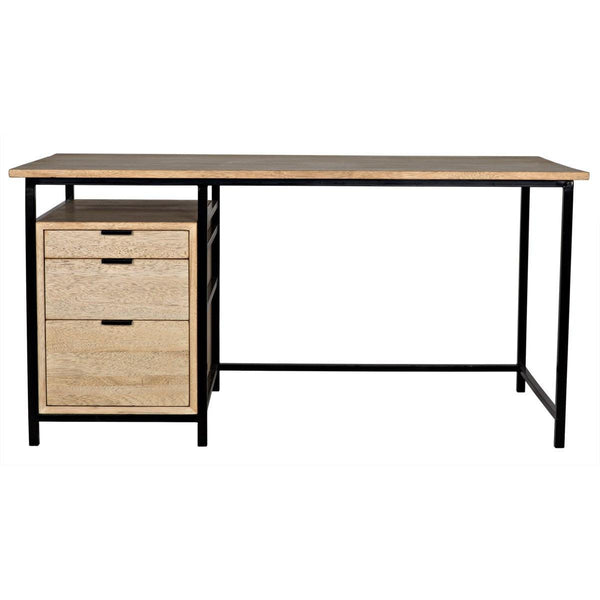 Noir Furniture Nabucco Desk, Bleached Walnut and Metal-Noir Furniture-Blue Hand Home