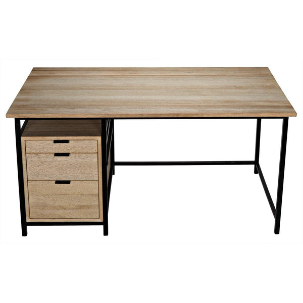 Noir Furniture Nabucco Desk, Bleached Walnut and Metal-Noir Furniture-Blue Hand Home
