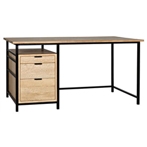 Noir Furniture Nabucco Desk, Bleached Walnut and Metal-Noir Furniture-Blue Hand Home