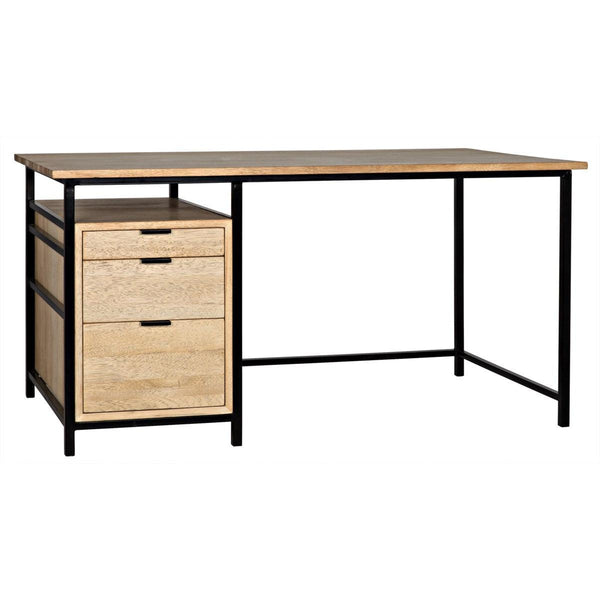 Noir Furniture Nabucco Desk, Bleached Walnut and Metal-Noir Furniture-Blue Hand Home