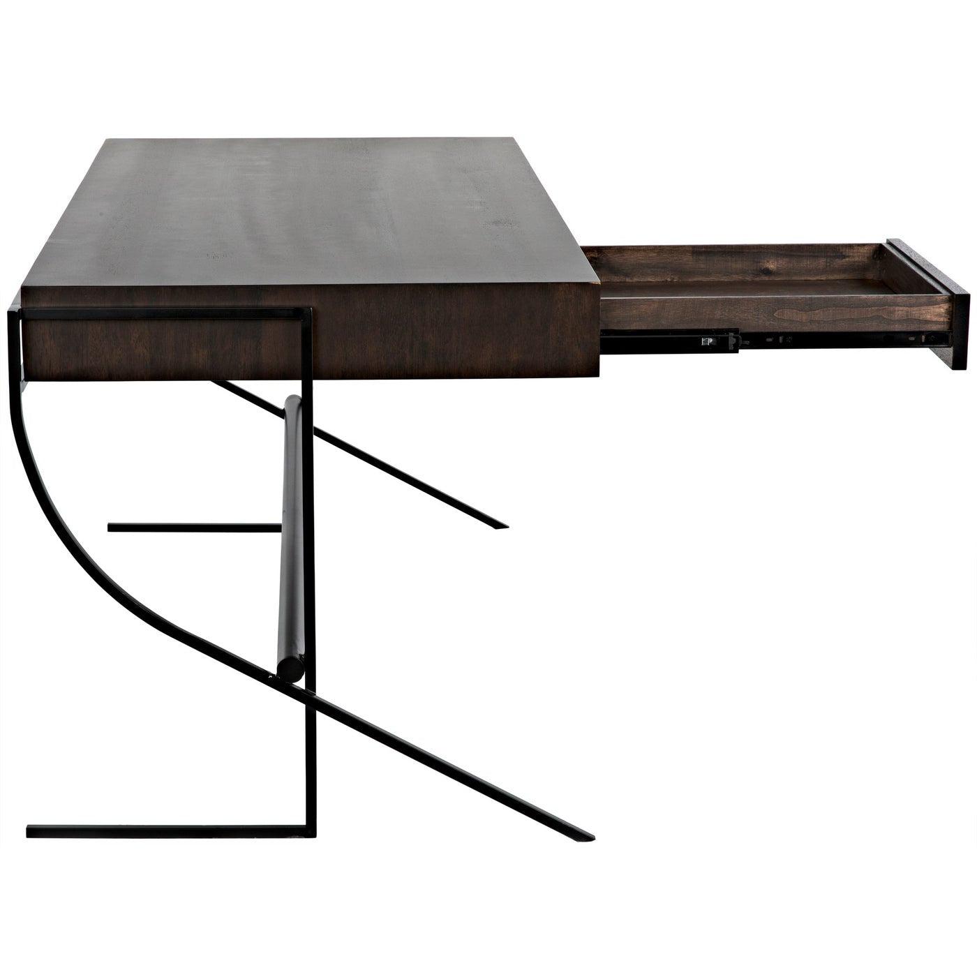 Noir Frank Desk, Ebony Walnut with Steel-Noir Furniture-Blue Hand Home