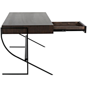 Noir Frank Desk, Ebony Walnut with Steel-Noir Furniture-Blue Hand Home