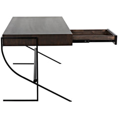 Noir Frank Desk, Ebony Walnut with Steel-Noir Furniture-Blue Hand Home