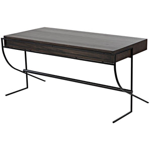 Noir Frank Desk, Ebony Walnut with Steel-Noir Furniture-Blue Hand Home