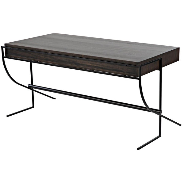 Noir Frank Desk, Ebony Walnut with Steel-Noir Furniture-Blue Hand Home