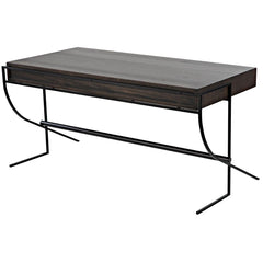 Noir Frank Desk, Ebony Walnut with Steel-Noir Furniture-Blue Hand Home