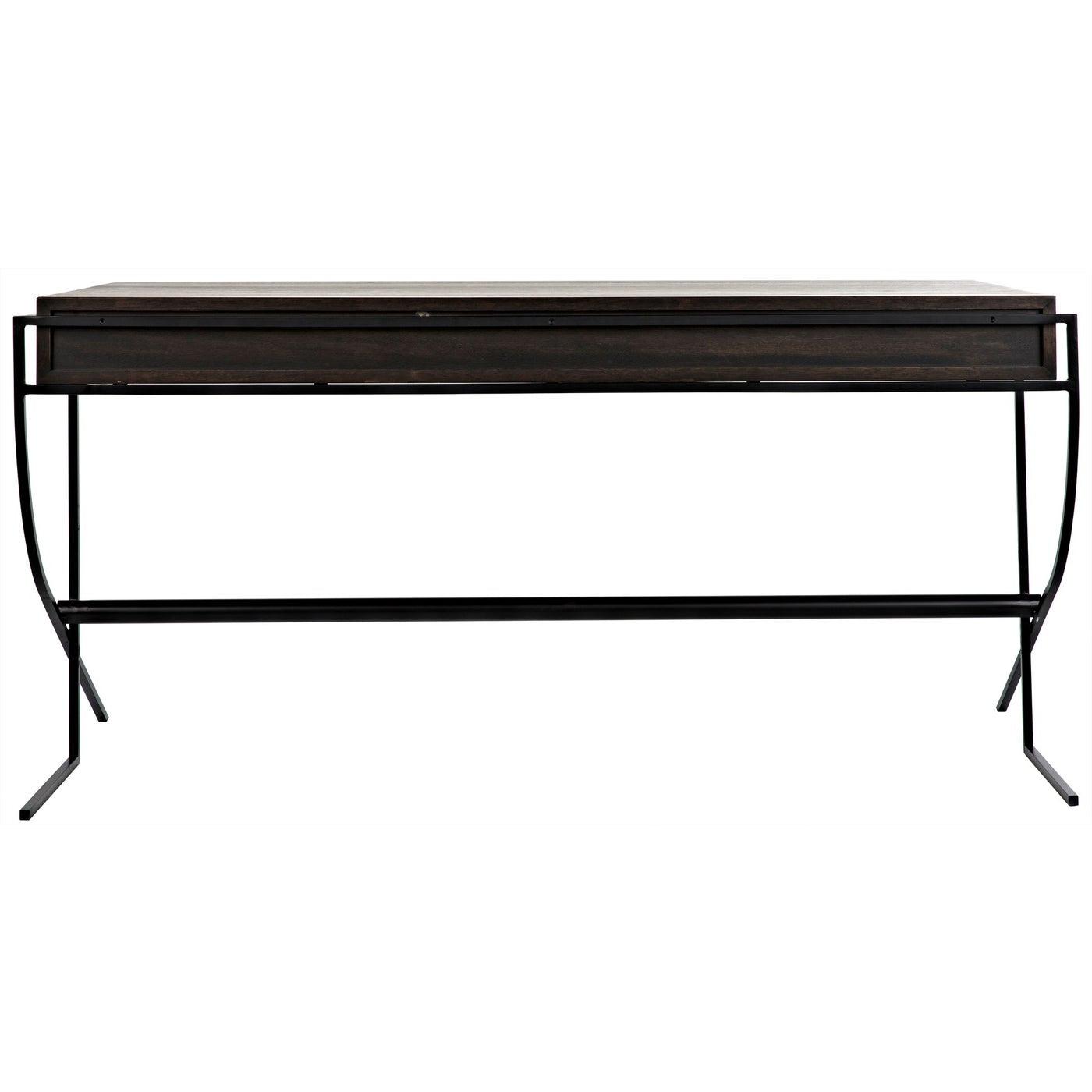 Noir Frank Desk, Ebony Walnut with Steel-Noir Furniture-Blue Hand Home