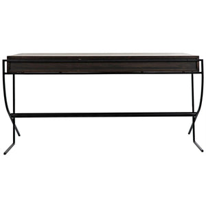 Noir Frank Desk, Ebony Walnut with Steel-Noir Furniture-Blue Hand Home