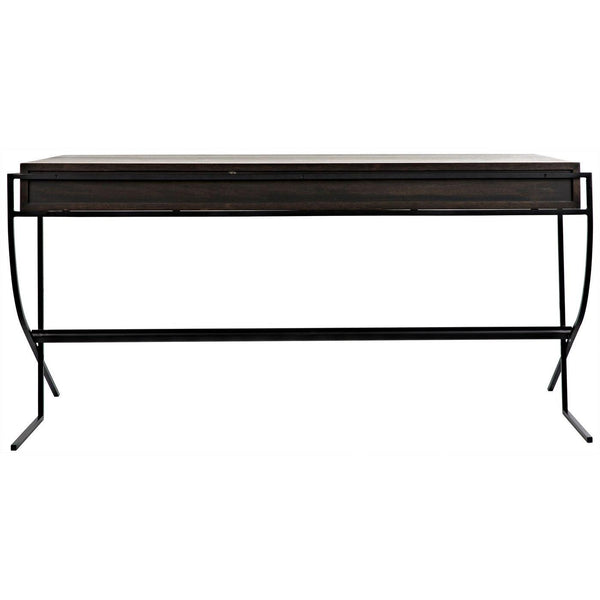 Noir Frank Desk, Ebony Walnut with Steel-Noir Furniture-Blue Hand Home