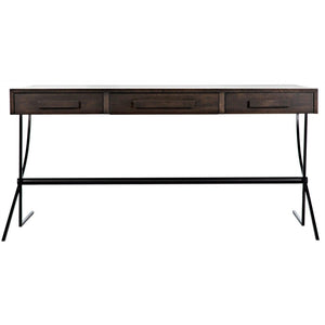 Noir Frank Desk, Ebony Walnut with Steel-Noir Furniture-Blue Hand Home