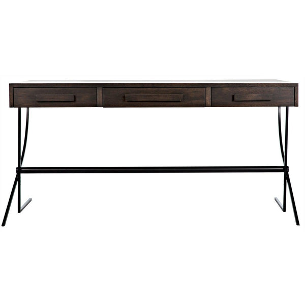 Noir Frank Desk, Ebony Walnut with Steel-Noir Furniture-Blue Hand Home