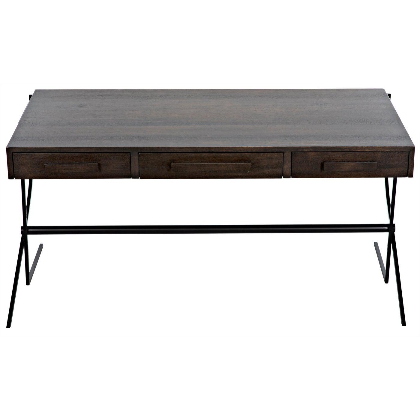 Noir Frank Desk, Ebony Walnut with Steel-Noir Furniture-Blue Hand Home