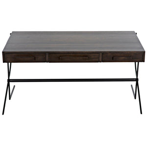 Noir Frank Desk, Ebony Walnut with Steel-Noir Furniture-Blue Hand Home