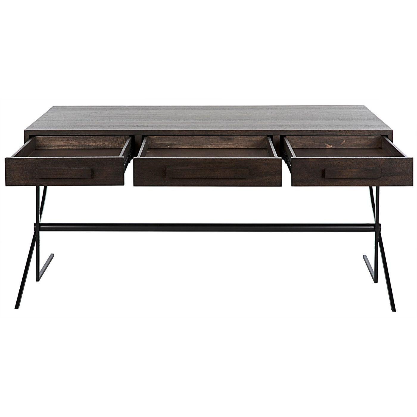 Noir Frank Desk, Ebony Walnut with Steel-Noir Furniture-Blue Hand Home