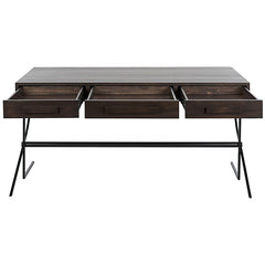 Noir Frank Desk, Ebony Walnut with Steel-Noir Furniture-Blue Hand Home