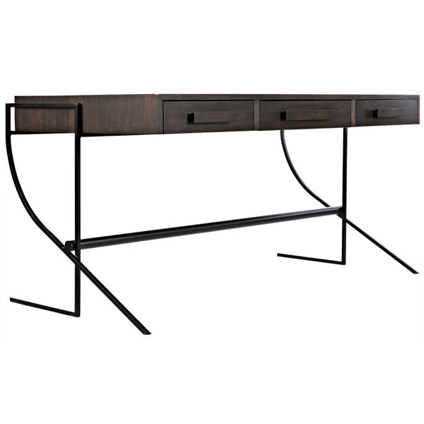 Noir Frank Desk, Ebony Walnut with Steel-Noir Furniture-Blue Hand Home