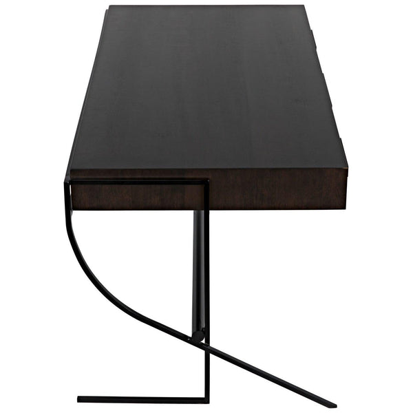 Noir Frank Desk, Ebony Walnut with Steel-Noir Furniture-Blue Hand Home