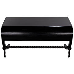 Noir Mephistopheles Desk, Hand Rubbed Black with Light Brown Trim-Noir Furniture-Blue Hand Home