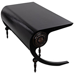 Noir Mephistopheles Desk, Hand Rubbed Black with Light Brown Trim-Noir Furniture-Blue Hand Home