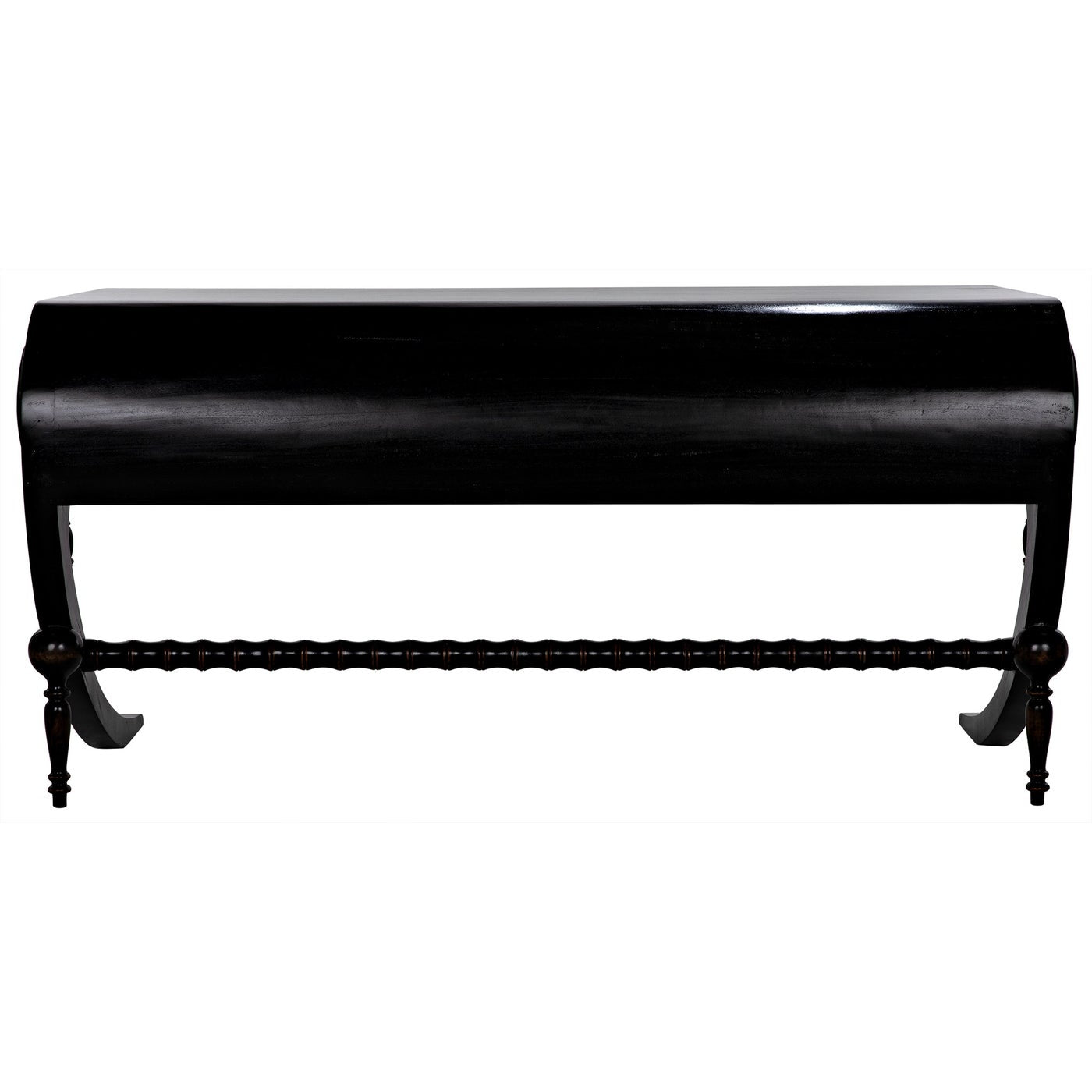 Noir Mephistopheles Desk, Hand Rubbed Black with Light Brown Trim-Noir Furniture-Blue Hand Home