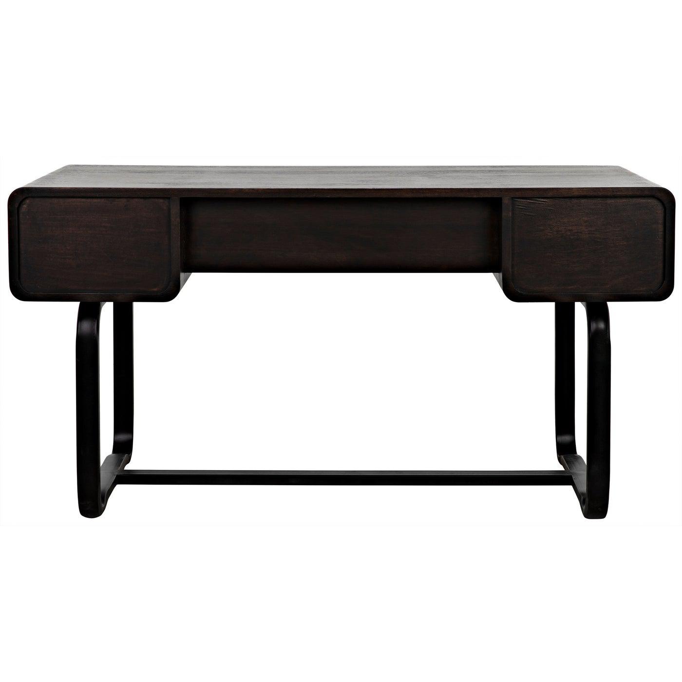 Noir Voltes Desk, Ebony Walnut with Black Steel-Noir Furniture-Blue Hand Home
