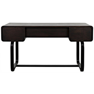 Noir Voltes Desk, Ebony Walnut with Black Steel-Noir Furniture-Blue Hand Home