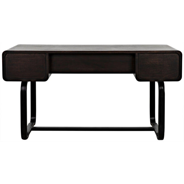 Noir Voltes Desk, Ebony Walnut with Black Steel-Noir Furniture-Blue Hand Home