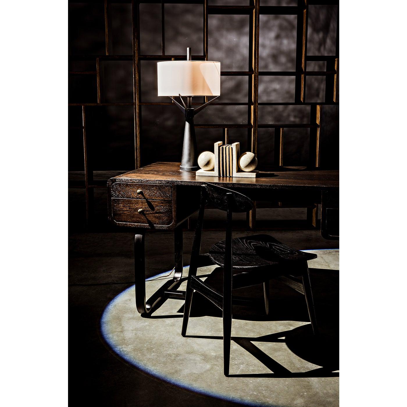 Noir Voltes Desk, Ebony Walnut with Black Steel-Noir Furniture-Blue Hand Home