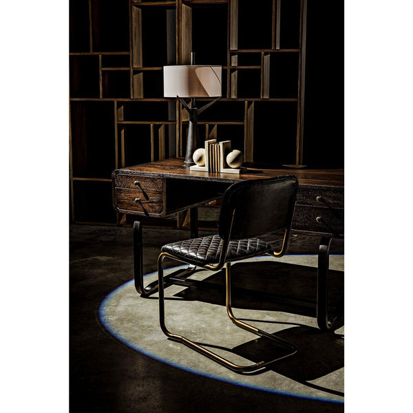 Noir Voltes Desk, Ebony Walnut with Black Steel-Noir Furniture-Blue Hand Home