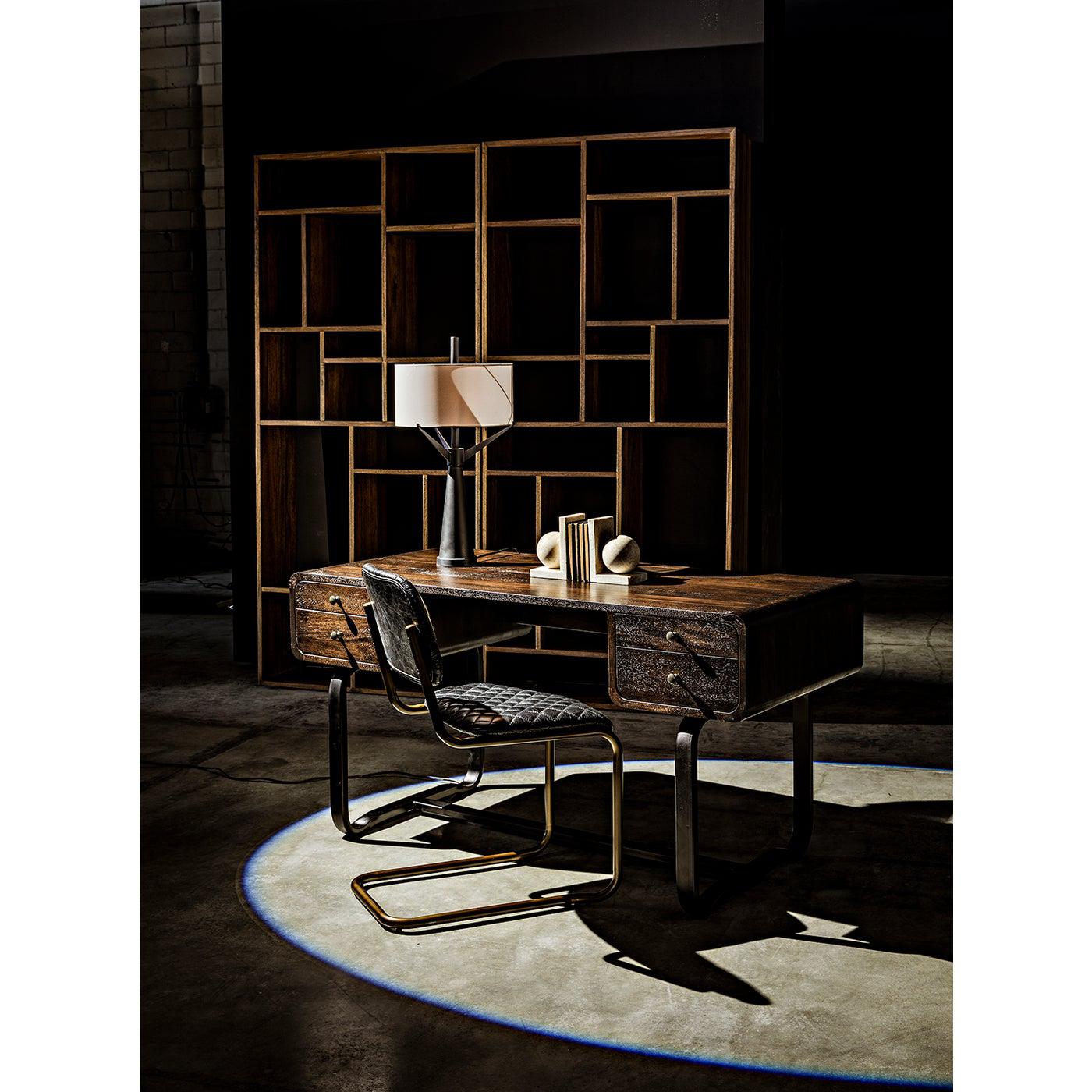 Noir Voltes Desk, Ebony Walnut with Black Steel-Noir Furniture-Blue Hand Home