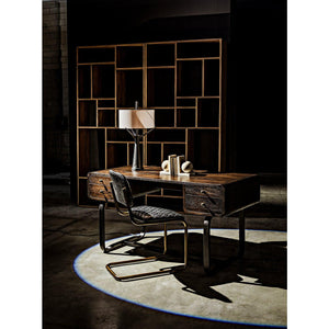 Noir Voltes Desk, Ebony Walnut with Black Steel-Noir Furniture-Blue Hand Home