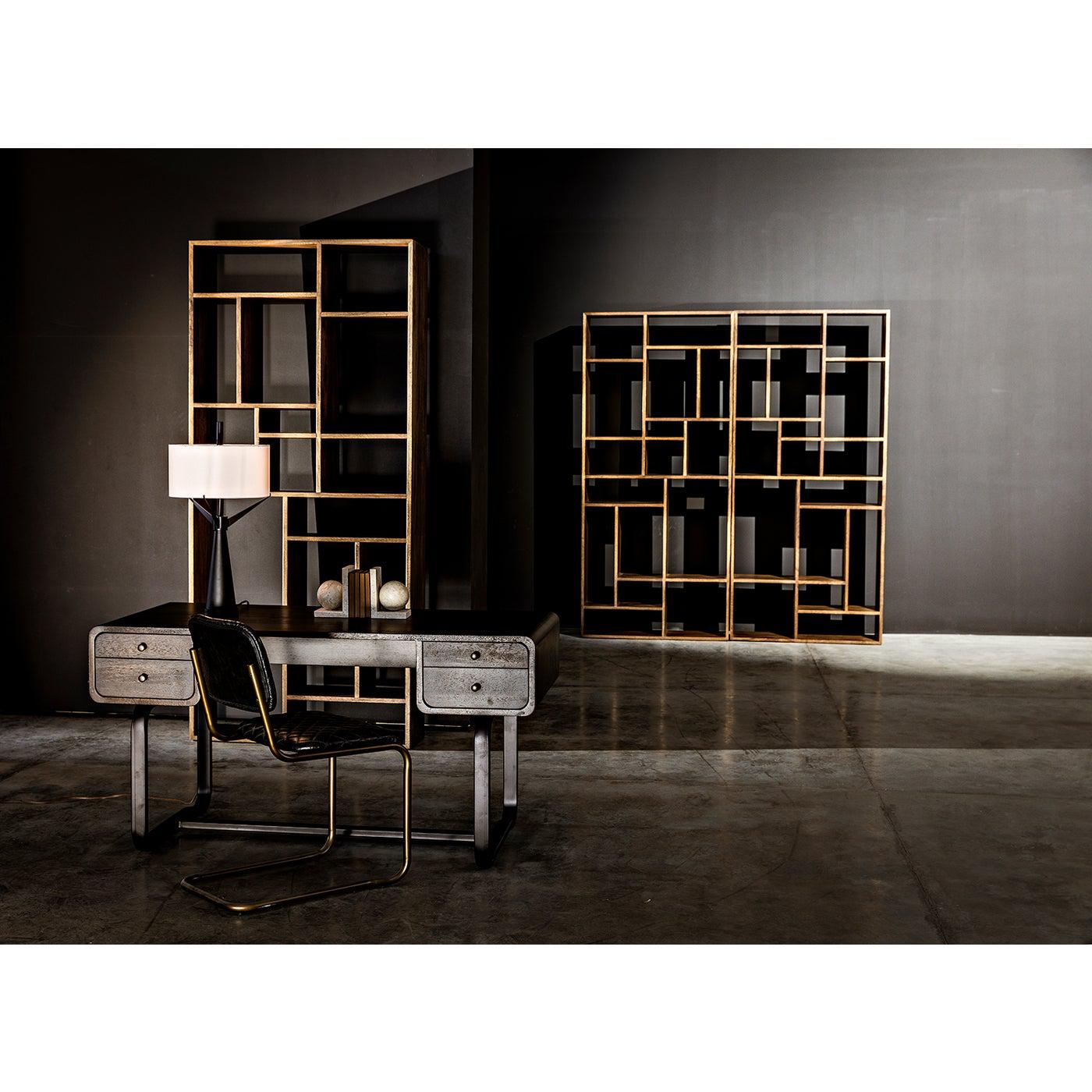Noir Voltes Desk, Ebony Walnut with Black Steel-Noir Furniture-Blue Hand Home